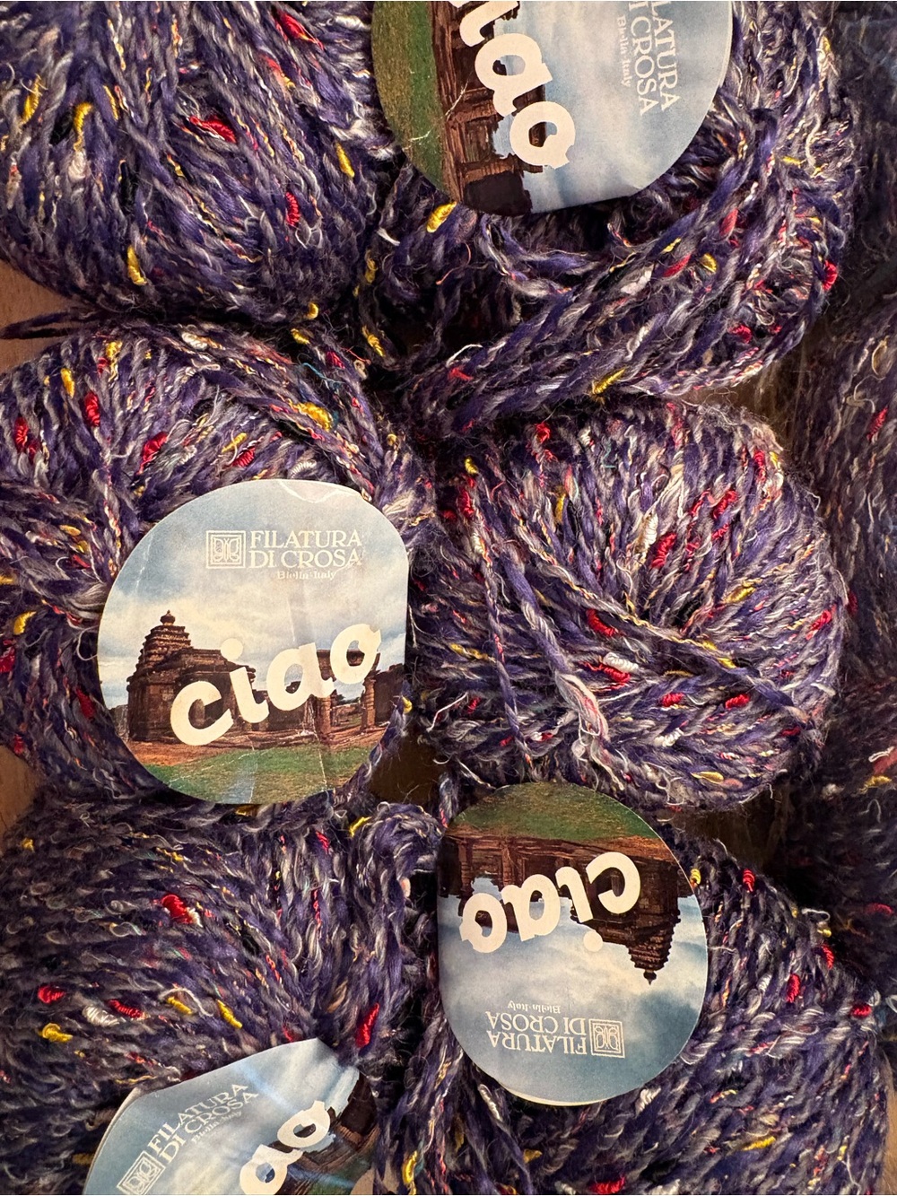 12 Skeins Filatura Di Crosa Italian Tweed Yarn with Multicolor Flecks